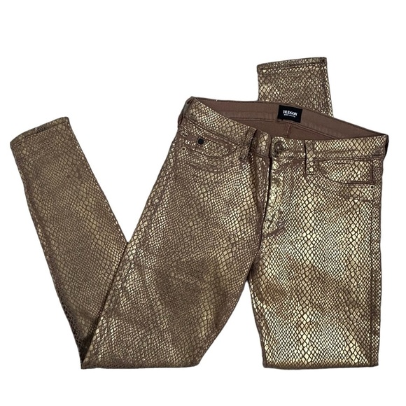 Hudson Jeans Nico Snake Embossed Gold Metallic Skinny Jeans - Picture 3 of 16
